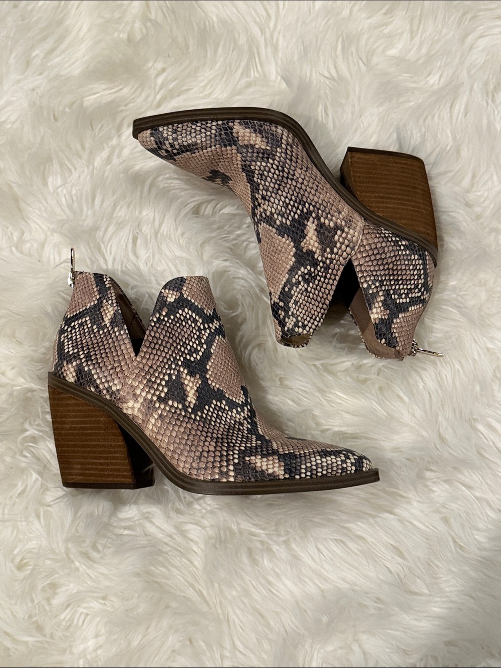 Women's Vince Camuto Snake-Print Block Heel Ankle Booties 9M